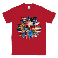 Red 4th of July sunflower skull 4th of july Classic Tee - CowGirlArtShop