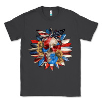 Smoke 4th of July sunflower skull 4th of july Classic Tee - CowGirlArtShop