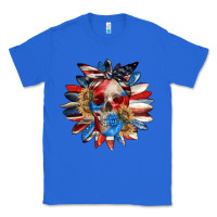 True Royal 4th of July sunflower skull 4th of july Classic Tee - CowGirlArtShop