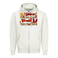 Oatmeal Heather kinda house wife kinda thug wife Zipper Hoodie - JahusDesignShop