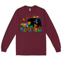 Burgundy mama bear autism Long Sleeve Tee - Zillion Design Studio