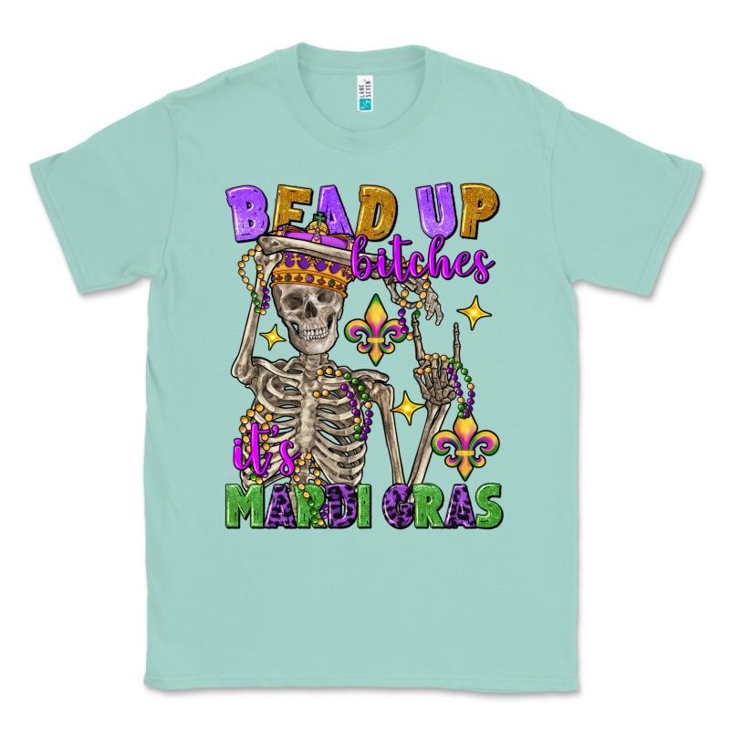 Bead Up Bitches It's Mardi Gras Skeleton Classic Tee by FaDigitalArtStudio | Teevron