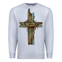 Heather Grey cross with thorn Premium Sweatshirt - BarkalooDesign