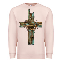 Pale Pink cross with thorn Premium Sweatshirt - BarkalooDesign