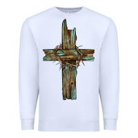 White cross with thorn Premium Sweatshirt - BarkalooDesign