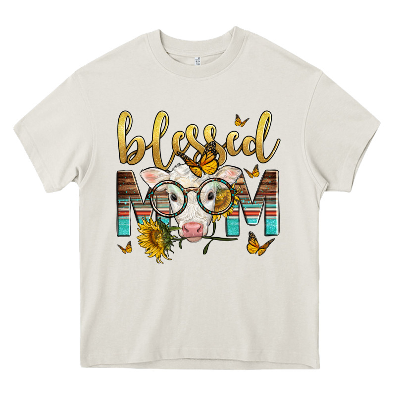 Western Blessed Mom Baby Calf Mother's Day Heavy Core Tee by LillyAllenDesigns | Teevron