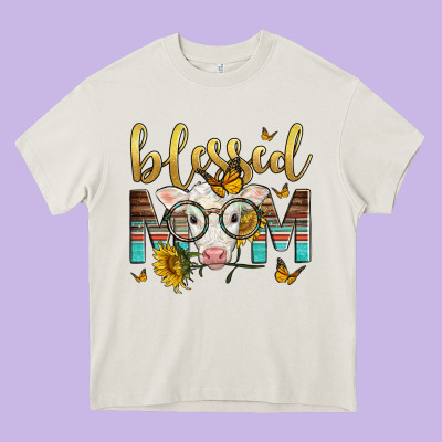 Western Blessed Mom Baby Calf Mother's Day Heavy Core Tee Designed By Lillyallendesigns