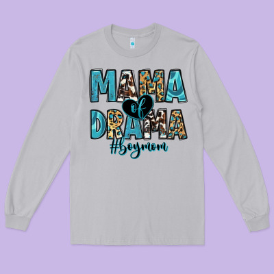 Mama Of Drama Boy Mom Long Sleeve Tee Designed By Zillion Design Studio