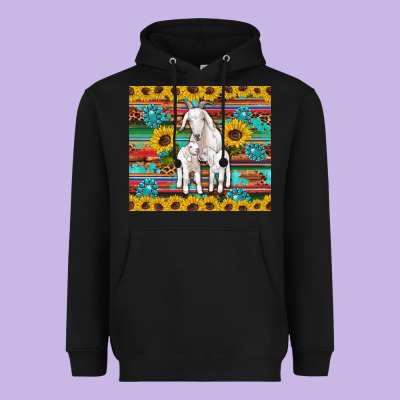 Goats Mom And Baby Sunflowers Gemstones Serape Leopard Glitter Wooden Heavyweight Hoodie Designed By Artiststas