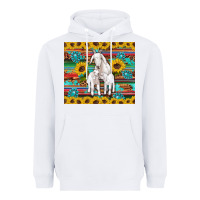 White goats mom and baby sunflowers gemstones serape leopard glitter wooden Heavyweight Hoodie - Artiststas