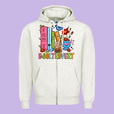 Booktrovert Zipper Hoodie Designed By Jahusdesignshop