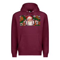 Burgundy christmas with santa Premium Hoodie - AdoDesignShop