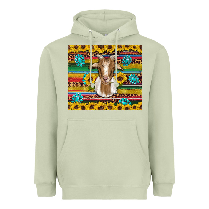 Goat Sunflowers Gemstones Serape Leopard Glitter Heavyweight Hoodie by Artiststas | Teevron