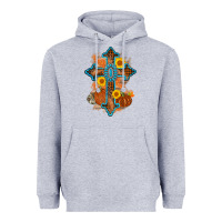 Heather Grey thanksgiving cross pumpkin sunflower Heavyweight Hoodie - AdoDesignShop