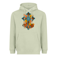 Matcha thanksgiving cross pumpkin sunflower Heavyweight Hoodie - AdoDesignShop