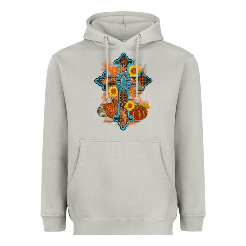 Thanksgiving Cross Pumpkin Sunflower Heavyweight Hoodie by AdoDesignShop | Teevron