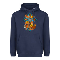 Navy thanksgiving cross pumpkin sunflower Heavyweight Hoodie - AdoDesignShop