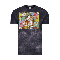 Cloud Black Watercolor Easter Bunny With Daisy Vintage Tee - RanaPortraitStore