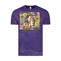 Cloud Purple Watercolor Easter Bunny With Daisy Vintage Tee - RanaPortraitStore