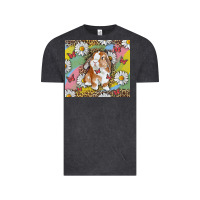 Vintage Black Watercolor Easter Bunny With Daisy Vintage Tee - RanaPortraitStore
