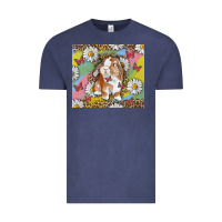 Vintage Denim Watercolor Easter Bunny With Daisy Vintage Tee - RanaPortraitStore