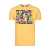 Vintage Mustard Watercolor Easter Bunny With Daisy Vintage Tee - RanaPortraitStore