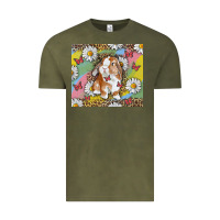 Vintage Olive Watercolor Easter Bunny With Daisy Vintage Tee - RanaPortraitStore