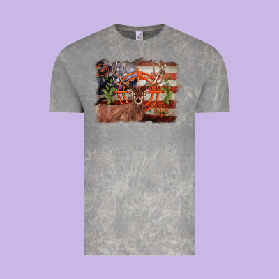 Deer Hunting Target American Flag  Background Vintage Tee Designed By Barkaloodesign