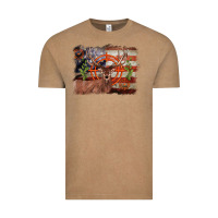 Vintage Coffee deer hunting target american flag  background Vintage Tee - BarkalooDesign