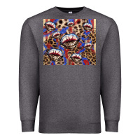 Charcoal Heather american flag lips leopard Premium Sweatshirt - NancyCooperArtShop