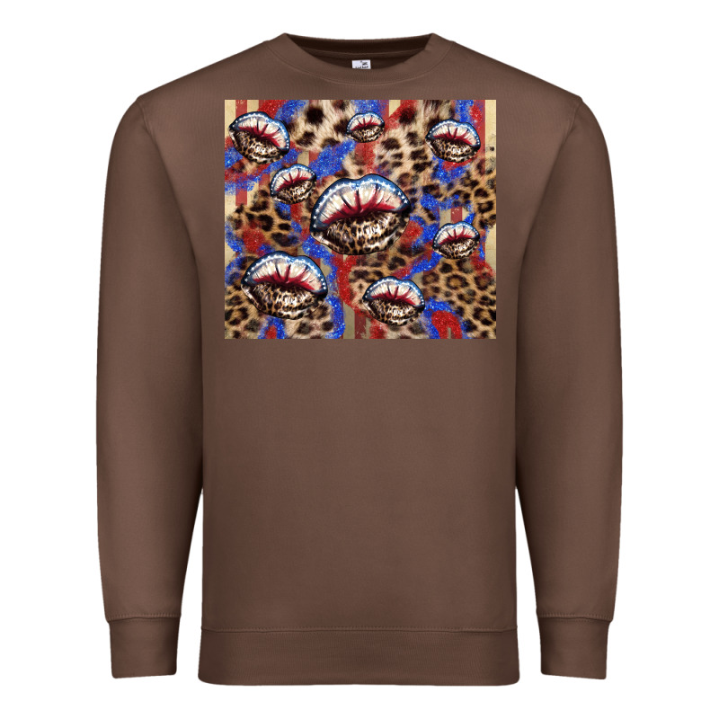 American Flag Lips Leopard Premium Sweatshirt by NancyCooperArtShop | Teevron