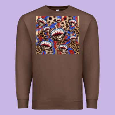 American Flag Lips Leopard Premium Sweatshirt Designed By Nancycooperartshop
