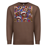 Chestnut american flag lips leopard Premium Sweatshirt - NancyCooperArtShop