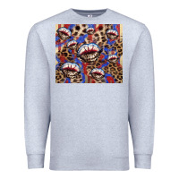 Heather Grey american flag lips leopard Premium Sweatshirt - NancyCooperArtShop
