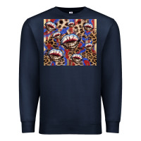 Navy american flag lips leopard Premium Sweatshirt - NancyCooperArtShop