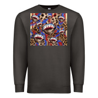 Smoke american flag lips leopard Premium Sweatshirt - NancyCooperArtShop