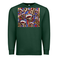 Sports Green american flag lips leopard Premium Sweatshirt - NancyCooperArtShop