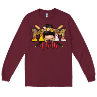 Burgundy mom of both baseball and softball messy bun Long Sleeve Tee - Zillion Design Studio