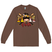 Chestnut mom of both baseball and softball messy bun Long Sleeve Tee - Zillion Design Studio