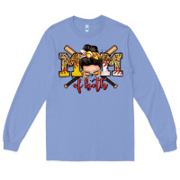 Colony Blue mom of both baseball and softball messy bun Long Sleeve Tee - Zillion Design Studio