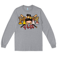 Mom Of Both Baseball And Softball Messy Bun Long Sleeve Tee | Teevron