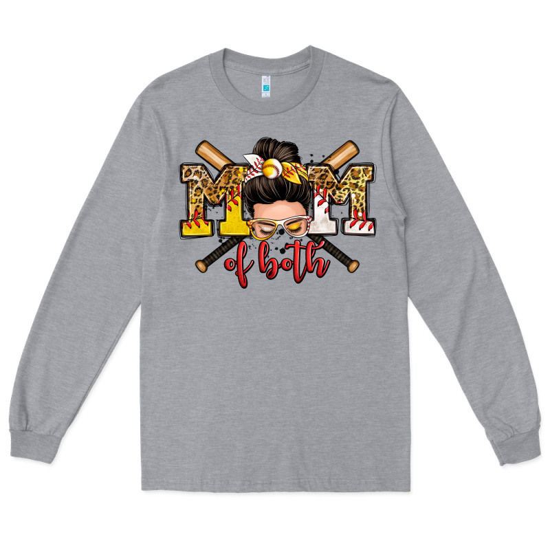 Mom Of Both Baseball And Softball Messy Bun Long Sleeve Tee by Zillion Design Studio | Teevron