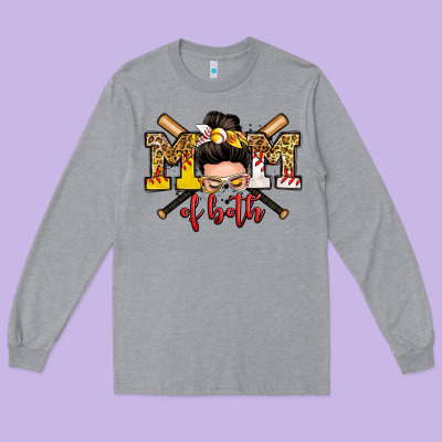Mom Of Both Baseball And Softball Messy Bun Long Sleeve Tee Designed By Zillion Design Studio