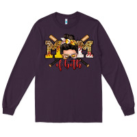 Plum mom of both baseball and softball messy bun Long Sleeve Tee - Zillion Design Studio