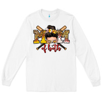 White mom of both baseball and softball messy bun Long Sleeve Tee - Zillion Design Studio