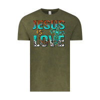 Vintage Olive jesus is love Vintage Tee - texasbilliewilder