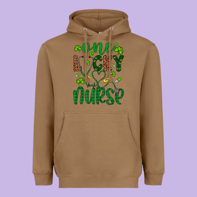 Leopard Glitter One Lucky Nurse Heavyweight Hoodie Designed By Artiststas