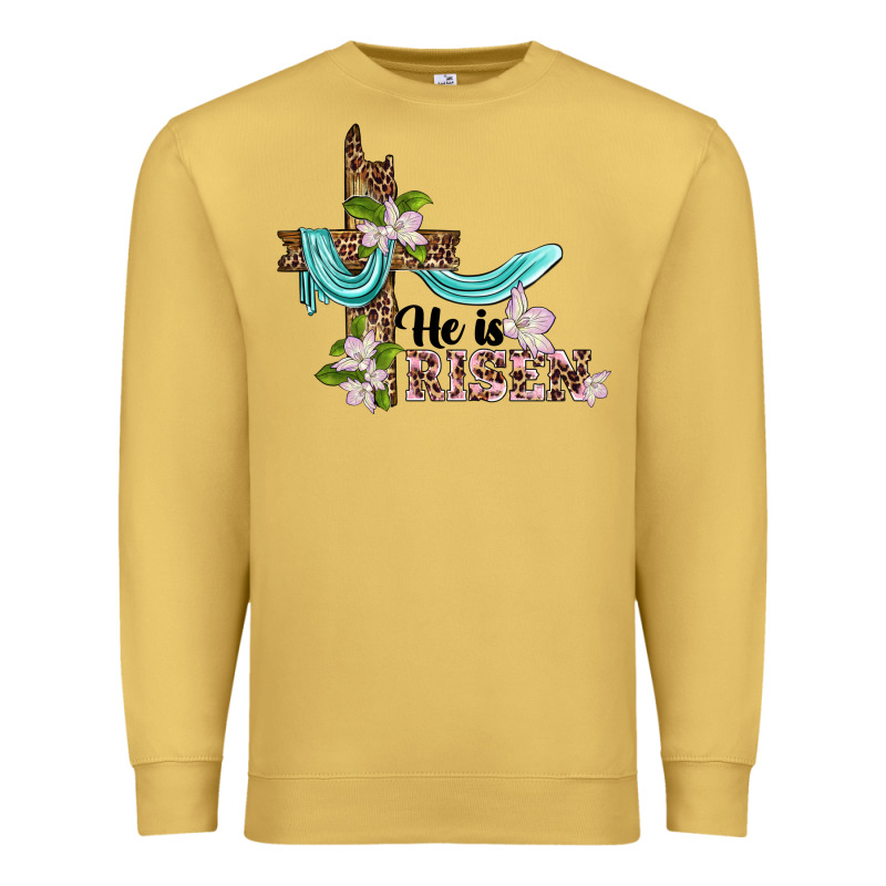 He Is Risen Cross Premium Sweatshirt by BarkalooDesign | Teevron