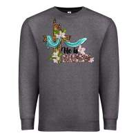 Charcoal Heather he is risen cross Premium Sweatshirt - BarkalooDesign
