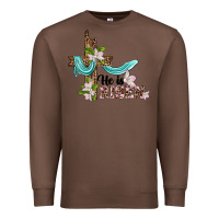 Chestnut he is risen cross Premium Sweatshirt - BarkalooDesign